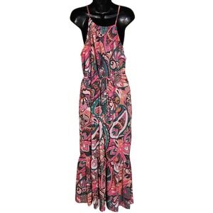 INC International Concepts Maxi Tropical Dress Halter Neck‎ Paisley Pink 8 NWT